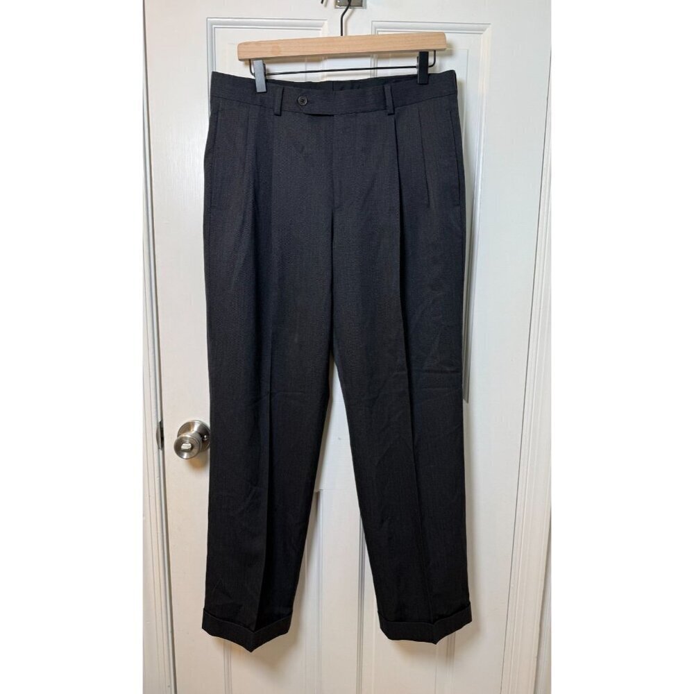 Greg Norman Grey and Black Houndstooth Performance Golf Pants Men's Sz 40 x 29